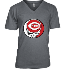 Cincinnati Reds Grateful Dead Steal Your Face Baseball Mens V-Neck T-Shirt Mens V-Neck T-Shirt - VeigarTee