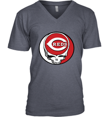 Cincinnati Reds Grateful Dead Steal Your Face Baseball Mens V-Neck T-Shirt Mens V-Neck T-Shirt - VeigarTee