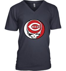 Cincinnati Reds Grateful Dead Steal Your Face Baseball Mens V-Neck T-Shirt Mens V-Neck T-Shirt - VeigarTee
