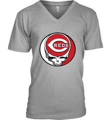 Cincinnati Reds Grateful Dead Steal Your Face Baseball Mens V-Neck T-Shirt Mens V-Neck T-Shirt - VeigarTee