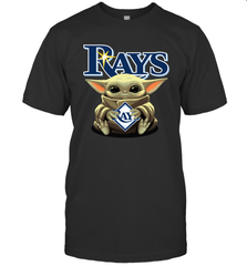 Baby Yoda Hugs Loves The Tampa Bay Rays Baseball Mens T-Shirt Mens T-Shirt - VeigarTee
