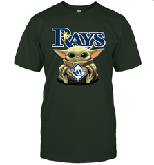 Baby Yoda Hugs Loves The Tampa Bay Rays Baseball Mens T-Shirt Mens T-Shirt - VeigarTee