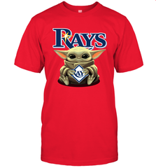 Baby Yoda Hugs Loves The Tampa Bay Rays Baseball Mens T-Shirt Mens T-Shirt - VeigarTee