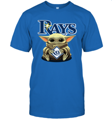 Baby Yoda Hugs Loves The Tampa Bay Rays Baseball Mens T-Shirt Mens T-Shirt - VeigarTee