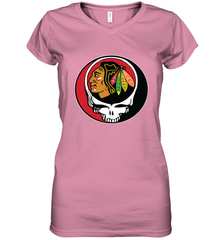 Chicago Blackhawks Grateful Dead Steal Your Face Hockey NHL Womens V-Neck T-Shirt Womens V-Neck T-Shirt - VeigarTee