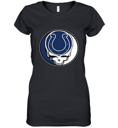 Indianapolis Colts Grateful Dead Steal Your Face NFL Football Womens V-Neck T-Shirt