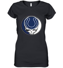 Indianapolis Colts Grateful Dead Steal Your Face NFL Football Womens V-Neck T-Shirt Womens V-Neck T-Shirt - VeigarTee
