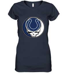 Indianapolis Colts Grateful Dead Steal Your Face NFL Football Womens V-Neck T-Shirt