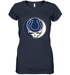 Indianapolis Colts Grateful Dead Steal Your Face NFL Football Womens V-Neck T-Shirt Womens V-Neck T-Shirt - VeigarTee