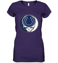Indianapolis Colts Grateful Dead Steal Your Face NFL Football Womens V-Neck T-Shirt Womens V-Neck T-Shirt - VeigarTee
