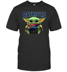 Baby Yoda Loves The New England Patriots Star Wars Baby Yoda Hugs Patriots NFL Mens T-Shirt