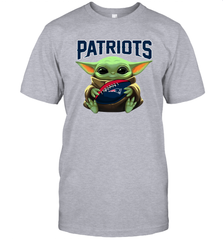 Baby Yoda Loves The New England Patriots Star Wars Baby Yoda Hugs Patriots NFL Mens T-Shirt Mens T-Shirt - VeigarTee