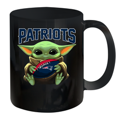 Baby Yoda Loves The New England Patriots Star Wars Baby Yoda Hugs Patriots NFL Ceramic Mug 11oz Ceramic Mug 11oz - VeigarTee