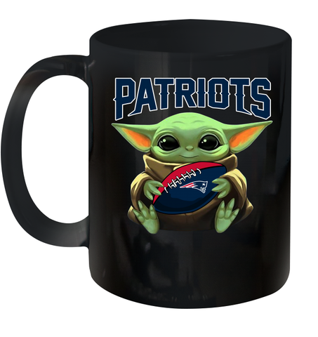 Baby Yoda Loves The New England Patriots Star Wars Baby Yoda Hugs Patriots NFL Ceramic Mug 11oz Ceramic Mug 11oz / Black / 11oz Ceramic Mug 11oz - VeigarTee