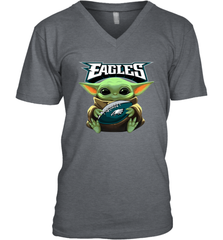 Baby Yoda Loves The Philadelphia Eagles Star Wars Baby Yoda Hugs Eagles NFL Mens V-Neck T-Shirt Mens V-Neck T-Shirt - VeigarTee