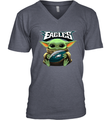Baby Yoda Loves The Philadelphia Eagles Star Wars Baby Yoda Hugs Eagles NFL Mens V-Neck T-Shirt Mens V-Neck T-Shirt - VeigarTee