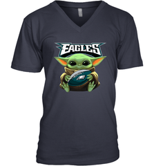 Baby Yoda Loves The Philadelphia Eagles Star Wars Baby Yoda Hugs Eagles NFL Mens V-Neck T-Shirt Mens V-Neck T-Shirt - VeigarTee