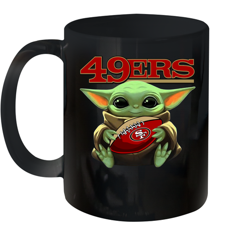 Baby Yoda Loves The San Francisco 49ers Star Wars Baby Yoda Hugs 49ers NFL Ceramic Mug 11oz Ceramic Mug 11oz / Black / 11oz Ceramic Mug 11oz - VeigarTee