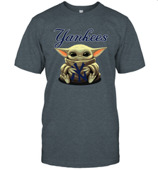Baby Yoda Hugs Loves The New York Yankees Baseball Mens T-Shirt Mens T-Shirt - VeigarTee