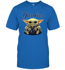 Baby Yoda Hugs Loves The New York Yankees Baseball Mens T-Shirt Mens T-Shirt - VeigarTee