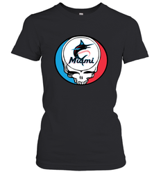 Miami Marlins Grateful Dead Steal Your Face Baseball Womens T-Shirt