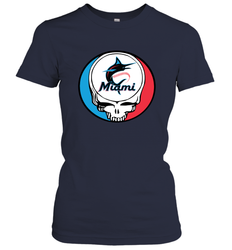 Miami Marlins Grateful Dead Steal Your Face Baseball Womens T-Shirt