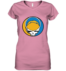 Los Angeles Chargers Grateful Dead Steal Your Face NFL Football Womens V-Neck T-Shirt Womens V-Neck T-Shirt - VeigarTee