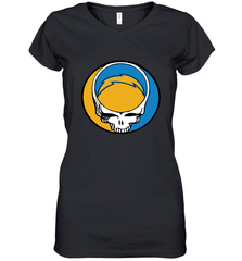 Los Angeles Chargers Grateful Dead Steal Your Face NFL Football Womens V-Neck T-Shirt Womens V-Neck T-Shirt - VeigarTee