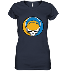 Los Angeles Chargers Grateful Dead Steal Your Face NFL Football Womens V-Neck T-Shirt Womens V-Neck T-Shirt - VeigarTee
