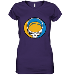 Los Angeles Chargers Grateful Dead Steal Your Face NFL Football Womens V-Neck T-Shirt Womens V-Neck T-Shirt - VeigarTee
