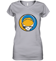 Los Angeles Chargers Grateful Dead Steal Your Face NFL Football Womens V-Neck T-Shirt Womens V-Neck T-Shirt - VeigarTee