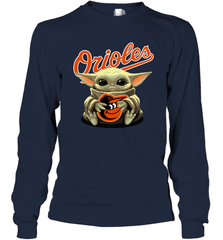 Baby Yoda Hugs Loves The Baltimore Orioles Baseball Adult Long Sleeve T-Shirt Adult Long Sleeve T-Shirt - VeigarTee