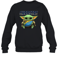 Baby Yoda Loves The Los Angeles Chargers Star Wars Baby Yoda Hugs Chargers NFL Adult Sweatshirt Adult Sweatshirt - VeigarTee