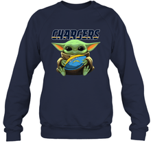 Baby Yoda Loves The Los Angeles Chargers Star Wars Baby Yoda Hugs Chargers NFL Adult Sweatshirt Adult Sweatshirt - VeigarTee