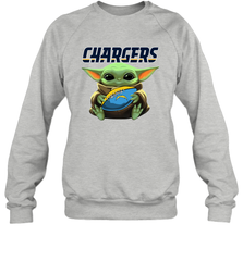 Baby Yoda Loves The Los Angeles Chargers Star Wars Baby Yoda Hugs Chargers NFL Adult Sweatshirt Adult Sweatshirt - VeigarTee