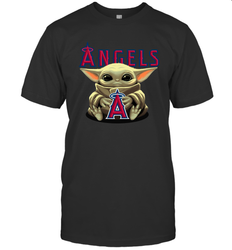 Baby Yoda Hugs Loves The Los Angeles Angels Baseball Mens T-Shirt