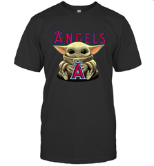Baby Yoda Hugs Loves The Los Angeles Angels Baseball Mens T-Shirt Mens T-Shirt - VeigarTee