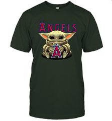 Baby Yoda Hugs Loves The Los Angeles Angels Baseball Mens T-Shirt Mens T-Shirt - VeigarTee