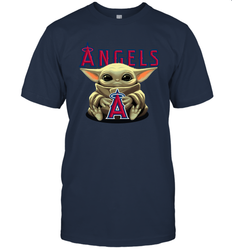 Baby Yoda Hugs Loves The Los Angeles Angels Baseball Mens T-Shirt