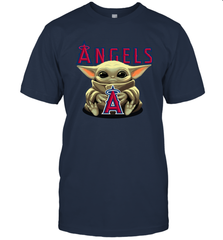 Baby Yoda Hugs Loves The Los Angeles Angels Baseball Mens T-Shirt Mens T-Shirt - VeigarTee