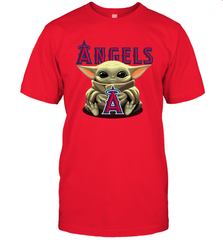 Baby Yoda Hugs Loves The Los Angeles Angels Baseball Mens T-Shirt Mens T-Shirt - VeigarTee