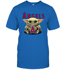 Baby Yoda Hugs Loves The Los Angeles Angels Baseball Mens T-Shirt Mens T-Shirt - VeigarTee