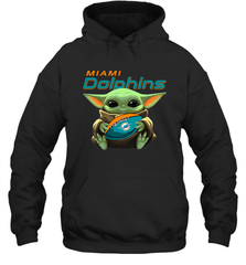 Baby Yoda Loves The Miami Dolphins Star Wars Baby Yoda Hugs Dolphins NFL Adult Hoodie Sweatshirt Adult Hoodie Sweatshirt - VeigarTee