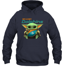 Baby Yoda Loves The Miami Dolphins Star Wars Baby Yoda Hugs Dolphins NFL Adult Hoodie Sweatshirt Adult Hoodie Sweatshirt - VeigarTee