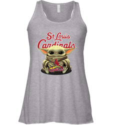 Baby Yoda Hugs Loves The St Louis Cardinals Baseball Womens Racerback Tank Top
