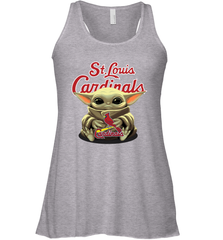 Baby Yoda Hugs Loves The St Louis Cardinals Baseball Womens Racerback Tank Top Womens Racerback Tank Top - VeigarTee