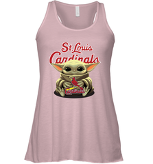 Baby Yoda Hugs Loves The St Louis Cardinals Baseball Womens Racerback Tank Top Womens Racerback Tank Top - VeigarTee