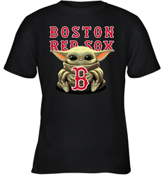 Baby Yoda Hugs Loves The Boston Red Sox Baseball Youth T-Shirt