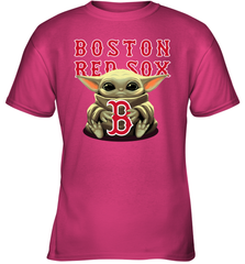 Baby Yoda Hugs Loves The Boston Red Sox Baseball Youth T-Shirt Youth T-Shirt - VeigarTee