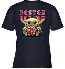Baby Yoda Hugs Loves The Boston Red Sox Baseball Youth T-Shirt Youth T-Shirt - VeigarTee